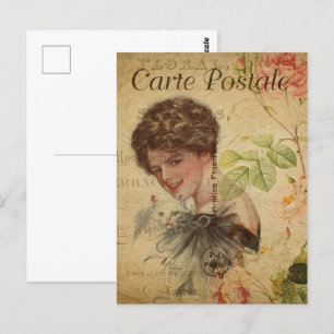 Old Fashioned Vintage Woman Postcard