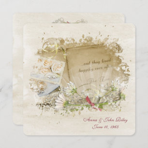 Old-Fashioned Wedding Book Vow Renewal Invitation