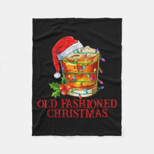Old Fashioned Whiskey Christmas Funny Bourbon Tail Fleece Blanket