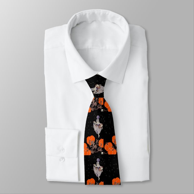 Old fashioned witch in pumpkin patch tie (Tied)