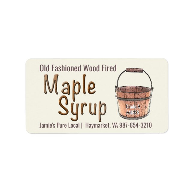 Old Fashioned Wood Fired Tap & Bucket Maple Syrup  Label (Front)