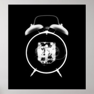 Old Fashioned X-Ray Clock Black White Poster