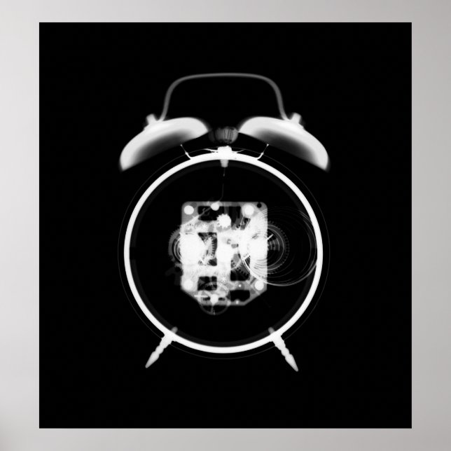 Old Fashioned X-Ray Clock Black White Poster (Front)