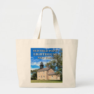 Old Field Point Lighthouse New York Large Tote Bag