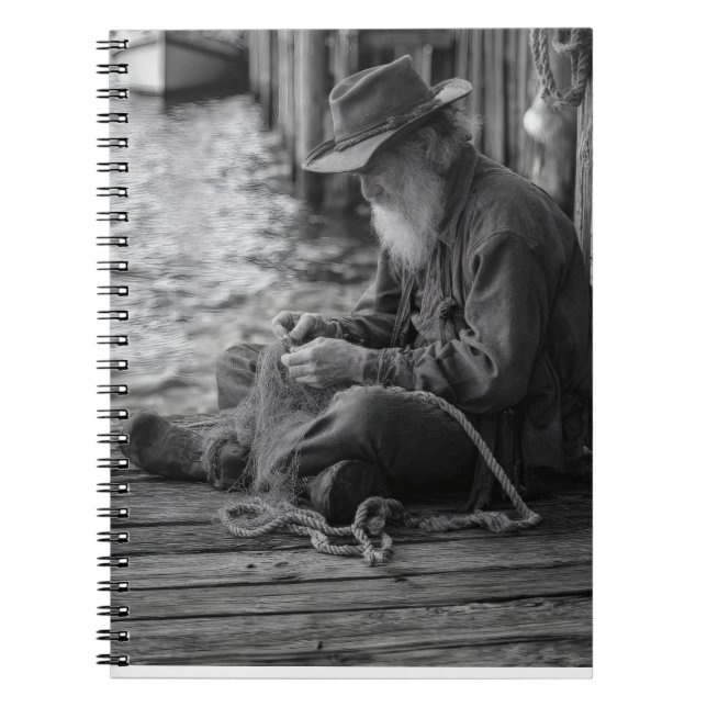 Old Fisherman Dockside Portrait Notebook (Front)