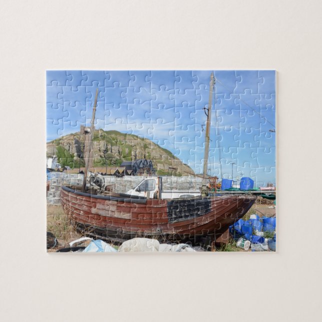 Old Fishing Boat On The Beach Jigsaw Puzzle (Horizontal)