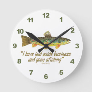 Old Fishing Words Round Clock