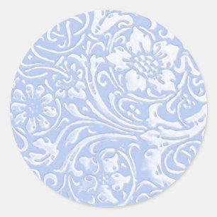 Old Floral, Blue Classic Round Sticker