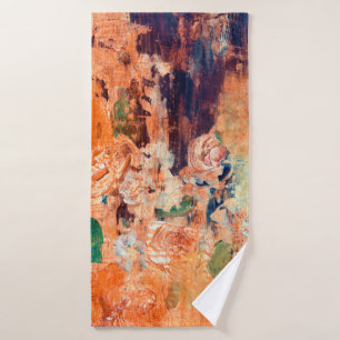 Old floral wallpaper grunge backround with vignett bath towel