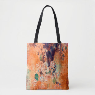 Old floral wallpaper grunge backround with vignett tote bag