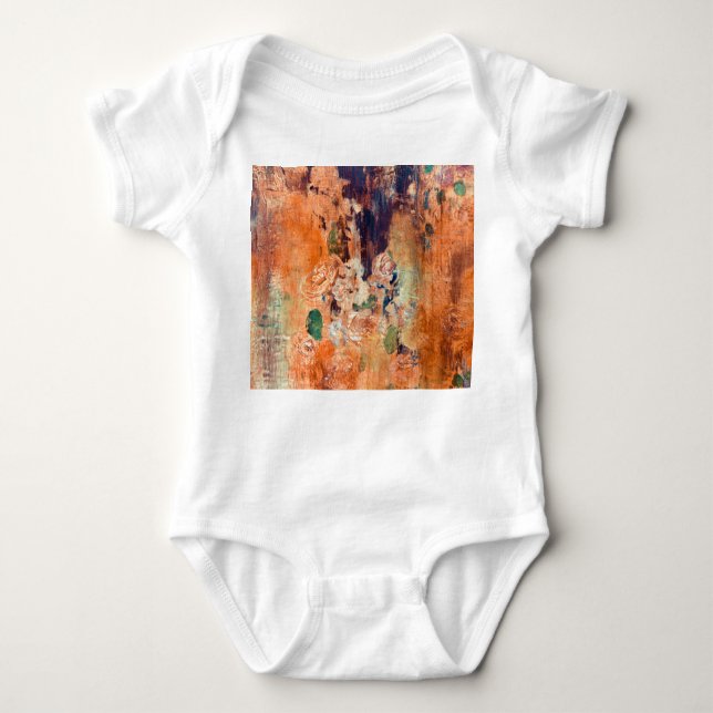Old floral wallpaper, grunge vignette. baby bodysuit (Front)