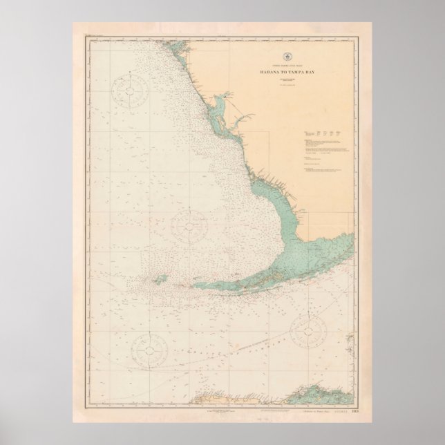 Old Florida & Cuban Coast Map (1923)  Poster (Front)