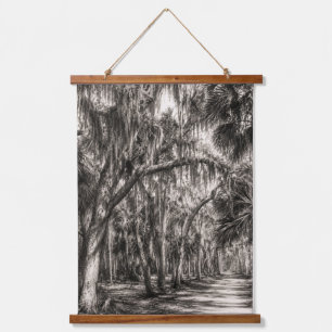 Old Florida Oak Hammock Graphite Sketch Rockledg Hanging Tapestry