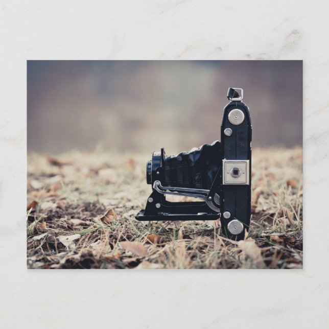 Old folding camera postcard (Front)