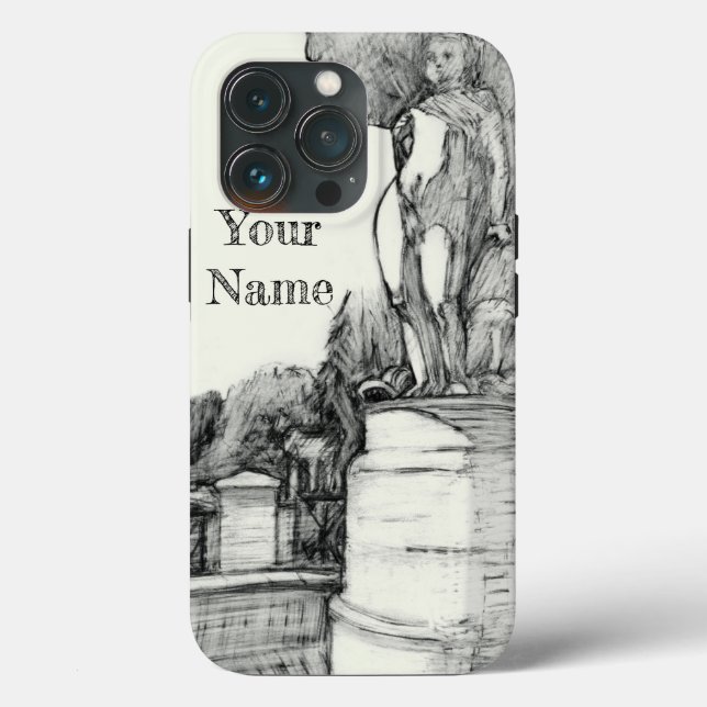 Old fountain in the park with sculpture boy Case-Mate iPhone case (Back)