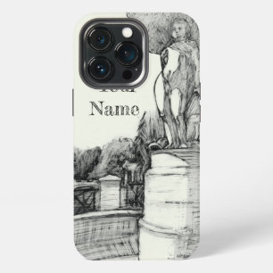 Old fountain in the park with sculpture boy iPhone 13 pro case