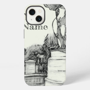 Old fountain in the park with sculpture boy iPhone 13 case