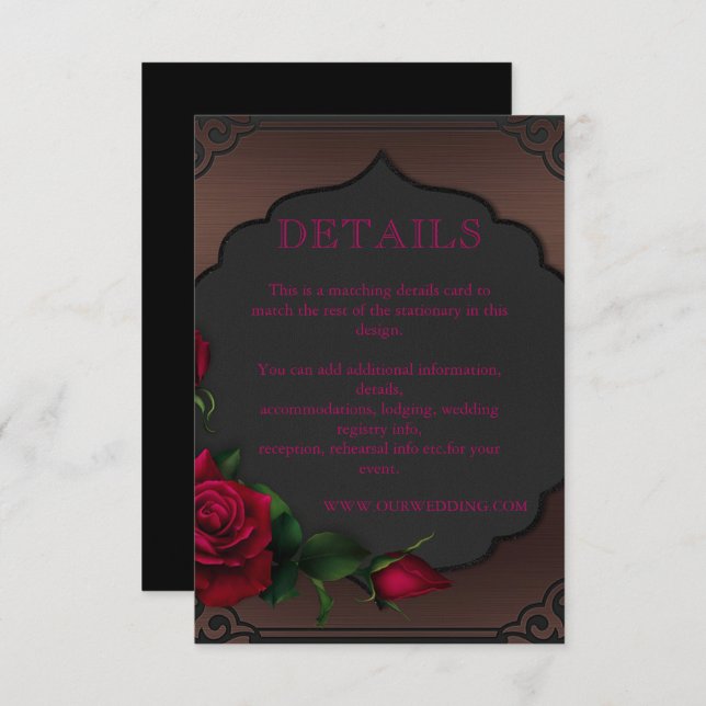  Old Frame Gothic Red Roses Details  Enclosure Card (Front/Back)