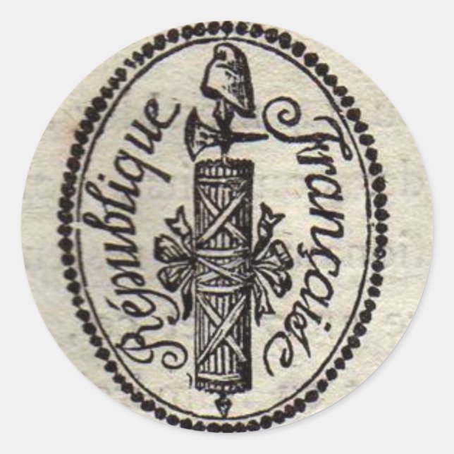 Old French Document Stamp Round Sticker (Front)
