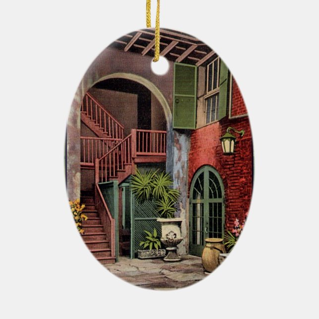 Old French Quarter House Ceramic Tree Decoration (Back)