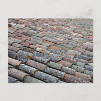 Old french tile roof postcard