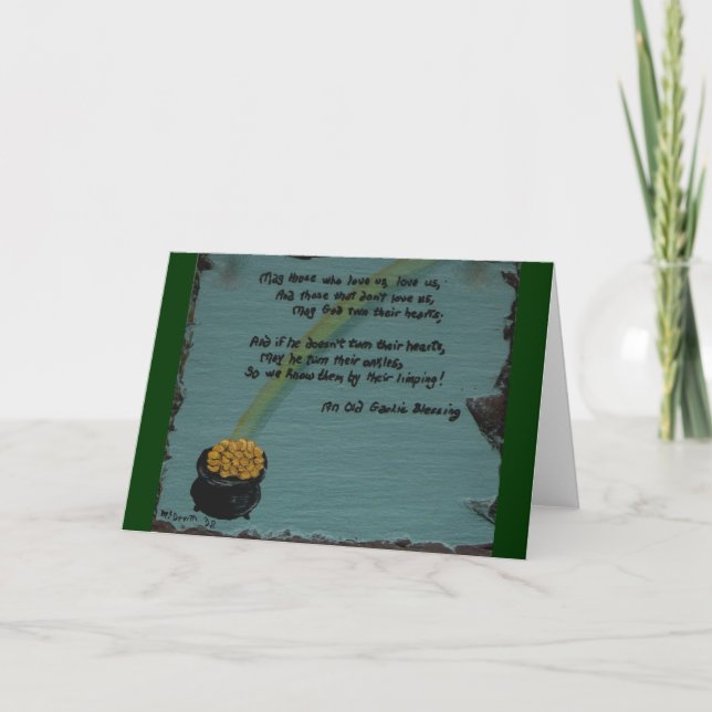 Old Gaelic Blessing with Pot of Gold Note Card (Front)