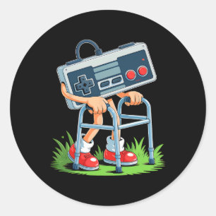 Old Gamer Retro Video Game Old Gamer 80s Funny For Classic Round Sticker