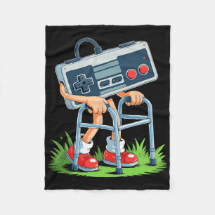 Old Gamer Retro Video Game Old Gamer 80s Funny For Fleece Blanket