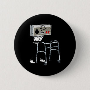 Old Gaming Controller Walker Funny Gamer Men Women 6 Cm Round Badge