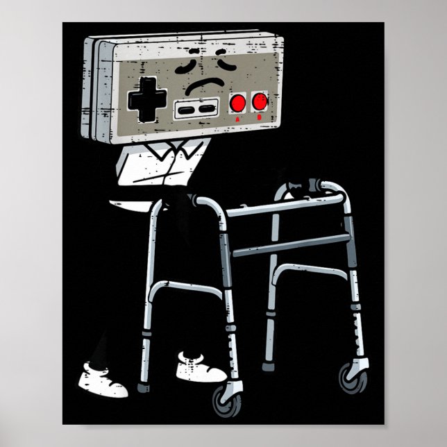 Old Gaming Controller Walker Funny Gamer Men Women Poster (Front)