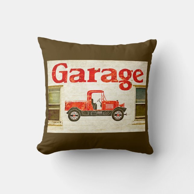 Old Garage on Brown Cushion (Front)
