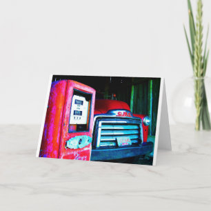 Old Gas Pump & GMC Farming Truck Card