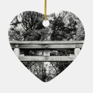 Old gate at Meiji Shrine in Yoyogi Park in Tokyo Ceramic Tree Decoration