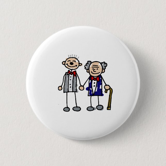 Old Gay Couple 6 Cm Round Badge (Front)
