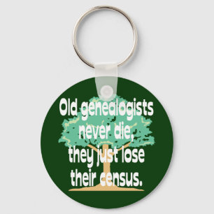 Old Genealogists Never Die Key Ring