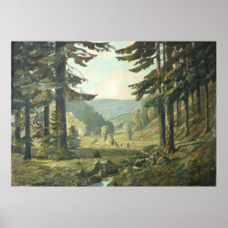 Old German Oil Painting - Forest Erzgebirge 1905 Poster