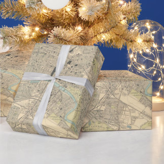 Old Glasgow Scotland Map (1912) Vintage Glaschu  Wrapping Paper