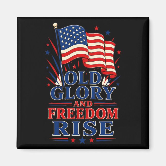 Old Glory And Dom Rise Patriotic Magnet (Front)
