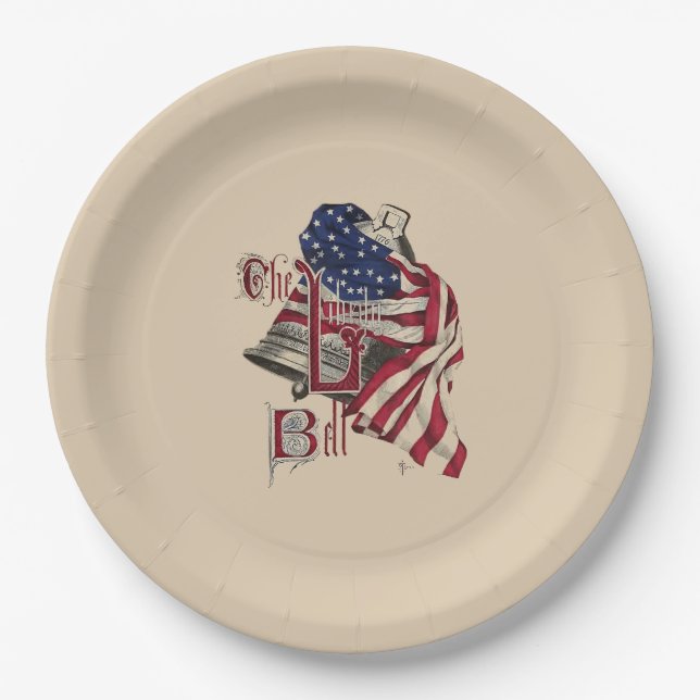 Old Glory and Liberty Bell Paper Plates (Front)
