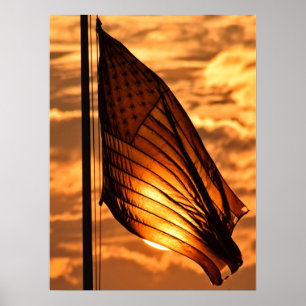 Old Glory at Sunset Poster