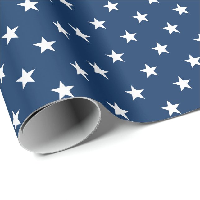 Old Glory Blue Stars (medium scale) Wrapping Paper (Roll Corner)