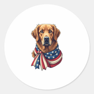 Old Glory Golden Retriever Vintage Shirt 2 Classic Round Sticker