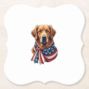 Old Glory Golden Retriever Vintage Shirt 2 Paper Coaster