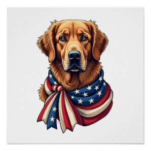 Old Glory Golden Retriever Vintage Shirt 2 Poster