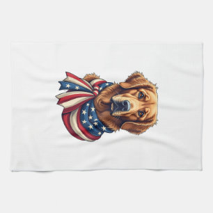 Old Glory Golden Retriever Vintage Shirt 2 Tea Towel