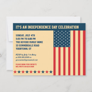 Old Glory Independence Day Horizontal Invitation
