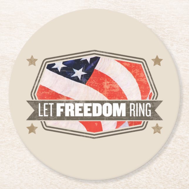 Old Glory Round Paper Coaster (Front)