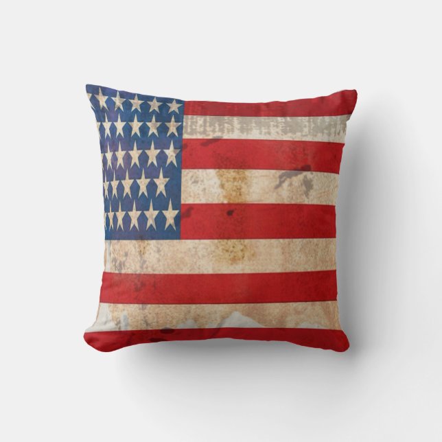 Old glory Stars Stripes distressed american flag Cushion (Front)