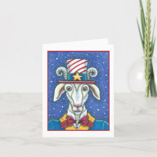 OLD GOAT UNCLE SAM, FUNNY FARM PATRIOTIC BILLYGOAT HOLIDAY CARD