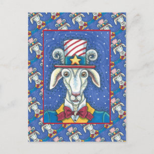 OLD GOAT UNCLE SAM, FUNNY FARM PATRIOTIC BILLYGOAT POSTCARD